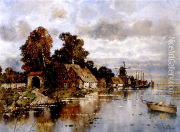 On The Lower Elbe River Oil Painting - Karl Heffner