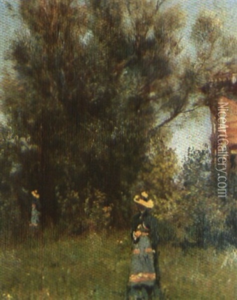 Junge Dame In Parklandschaft Oil Painting - Wilhelm August Lebrecht Amberg