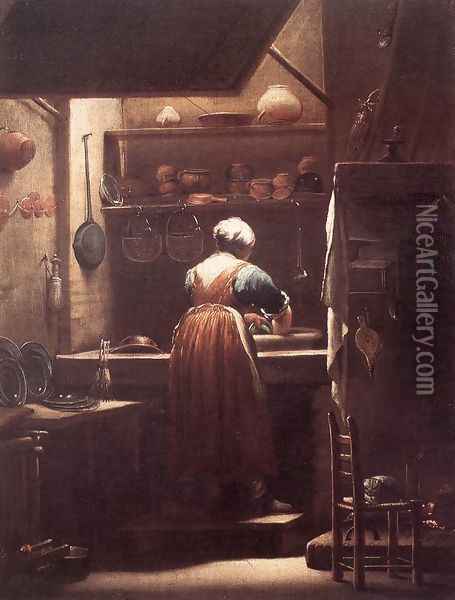 The Scullery Maid 1710-15 Oil Painting - Giuseppe Maria Crespi