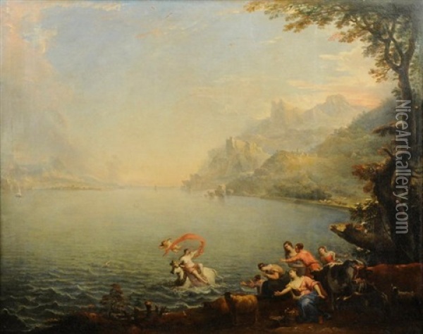 L'enlevement D'europe Oil Painting - Jean-Baptise Ferret