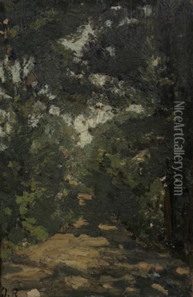 Waldweg Oil Painting - Otto Reiniger