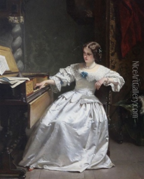 Memorising A Melody Oil Painting - Hendrik Jacobus Scholten