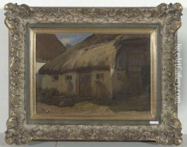 Bauernhof. Oil Painting - Adolf Eberle