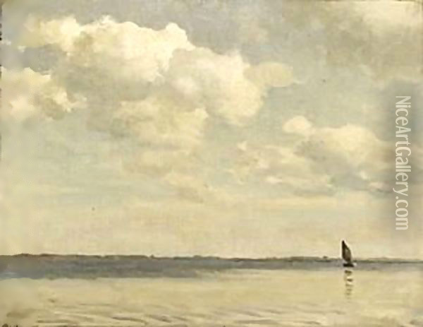 A Sailing Boat On The Zuiderzee Oil Painting - Willem Bastiaan Tholen