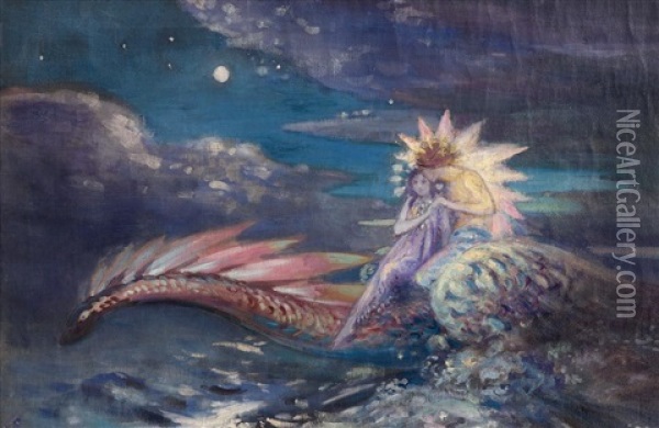 Sea Serpent Oil Painting - George Russell