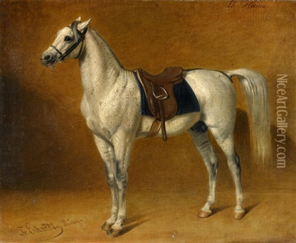 Zwei Gemalde: Pferdeportrats Oil Painting - Georg Friedrich Erhardt