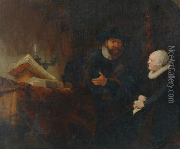 Doctor And Wife Oil Painting - Rembrandt Van Rijn