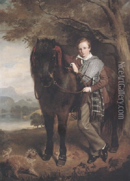 Portrait Of A Young Boy With A Pony Oil Painting - John Watson Gordon