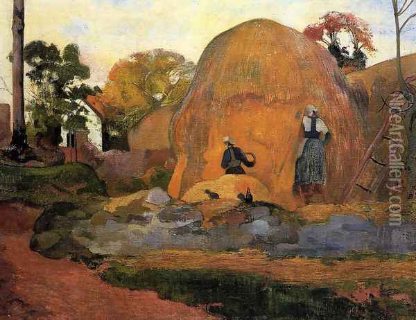 Yellow Haystacks Aka Golden Harvest Oil Painting - Paul Gauguin