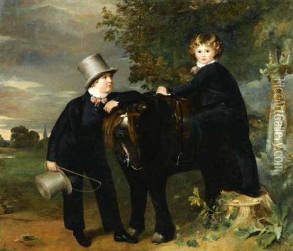 Portrait Of James Arthur Taylor And His Brother, John Samuel Oil Painting - Ramsay Richard Reinagle