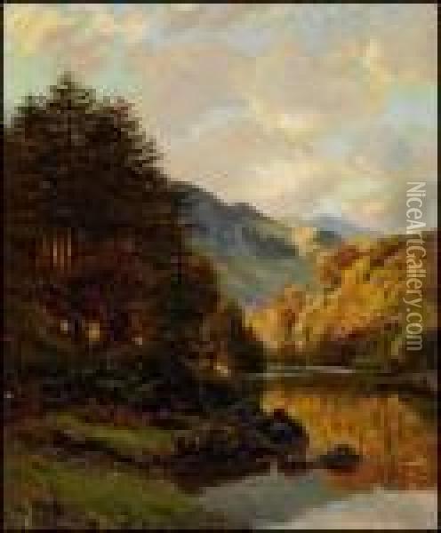 River Landscape Oil Painting - A. Lee Rogers