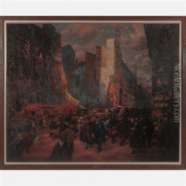 Boulevard A Paris Oil Painting - Gaston Prunier