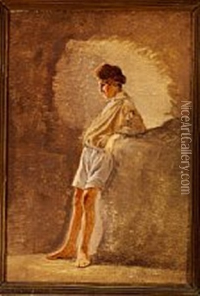 A Young Italian Man Standing Oil Painting - Frederik (Fritz) Petzholdt