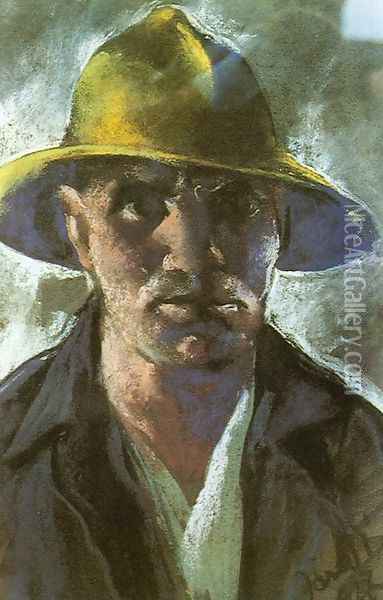 Self-portrait with Yellow Hat 1927 Oil Painting - David Jandi
