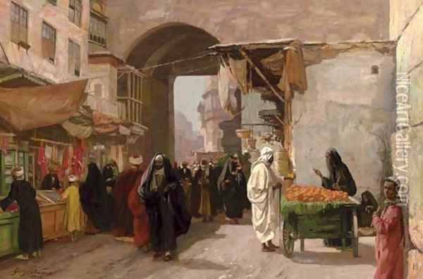 The Orange Seller, Outside Bab Zuwayla, Cairo Oil Painting - Georg Macco