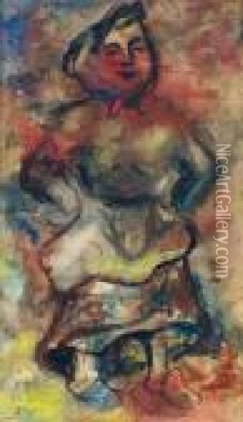 Portrait Of A Woman Oil Painting - Issachar ber Ryback