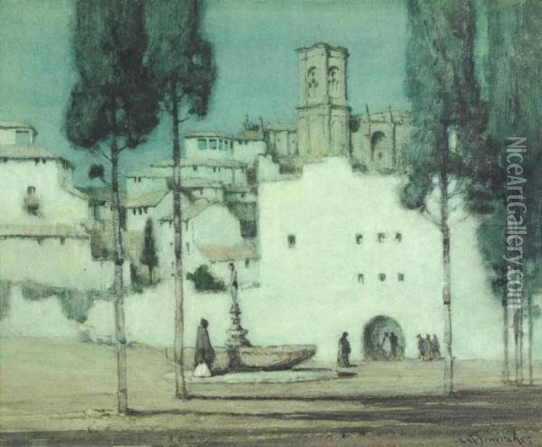 A Spanish Town Oil Painting - Albert Moulton Foweraker
