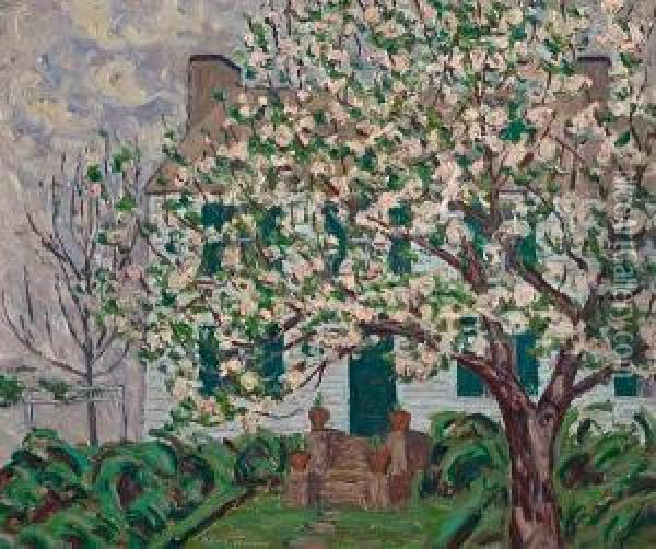 The House With Blossoms Oil Painting - Allen Tucker