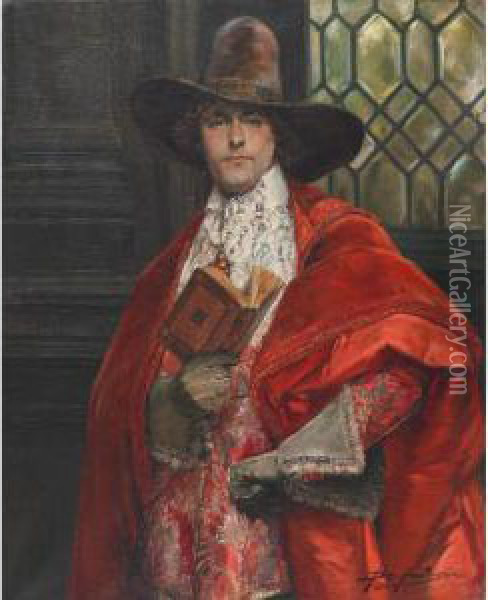 The Cavalier In Red Oil Painting - Alex De Andreis