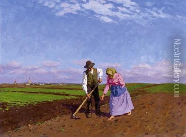 In The Field Oil Painting - sandor Nyilasy