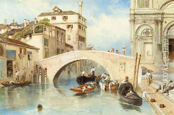 Canale dell'Ospitale and the Scuola di San Marco, Venice Oil Painting - Myles Birket Foster
