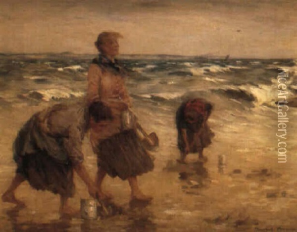 Bait Gatherers, Cochenzie Oil Painting - William Marshall Brown