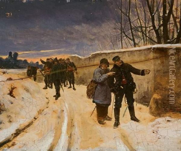 La Marche De La Troupe. Oil Painting - Paul Louis Narcisse Grolleron
