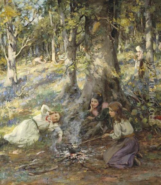 Woodcutter's Children Oil Painting - William Stewart MacGeorge