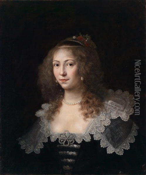 Portrat Einer Jungen Dame Oil Painting - Cornelis Jonson Van Ceulen