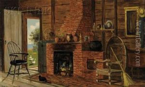 Old Kitchen In Scituate Mass Oil Painting - Frank Henry Shapleigh