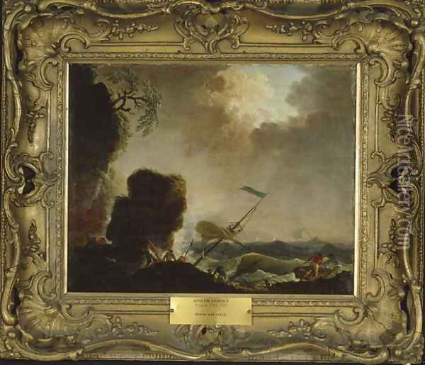 Storm and Wreck, c.1740 Oil Painting - Claude-joseph Vernet