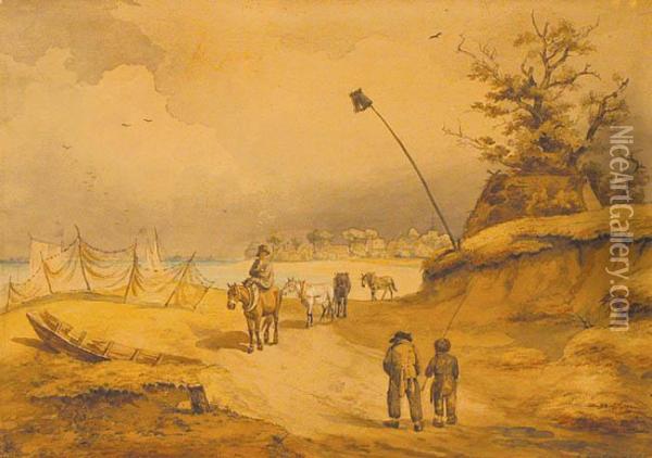 Rybacy, 1834 R. Oil Painting - Christian Grabau