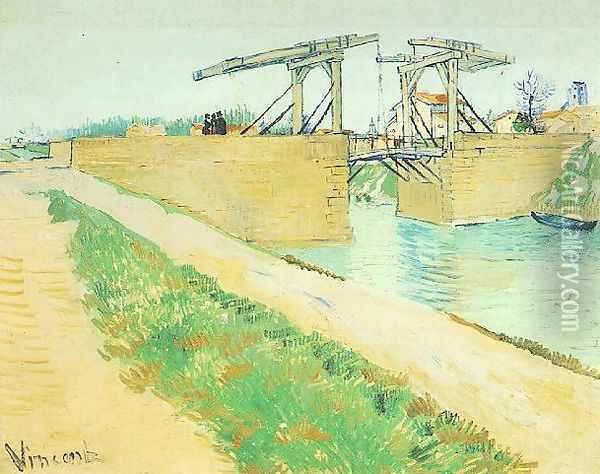 The Langlois Bridge At Arles With Road Alongside The Canal Oil Painting - Vincent Van Gogh