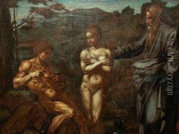 The Expulsion Of Adam And Eve Oil Painting - Domenico Del Barbiere
