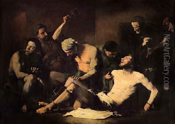 The Torture of Alonso Cano (1601-67) c.1867 Oil Painting - Theodule Augustine Ribot