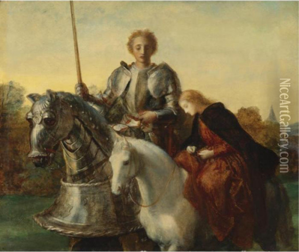 A Study For Una And The Red Cross Oil Painting - George Frederick Watts