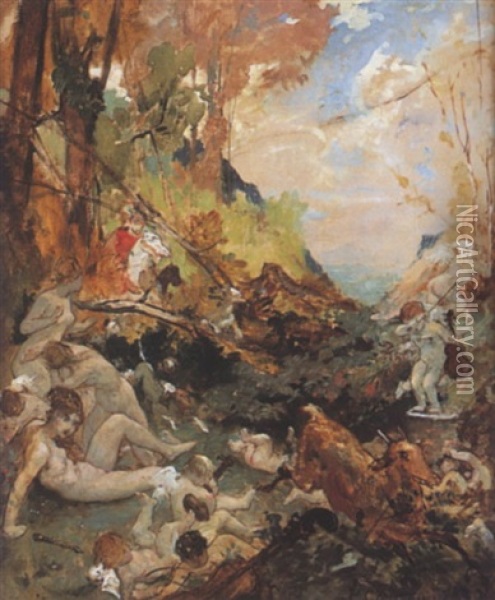 Fantaisie Mythologique, Fete De Printemps Oil Painting - Fernand Cormon