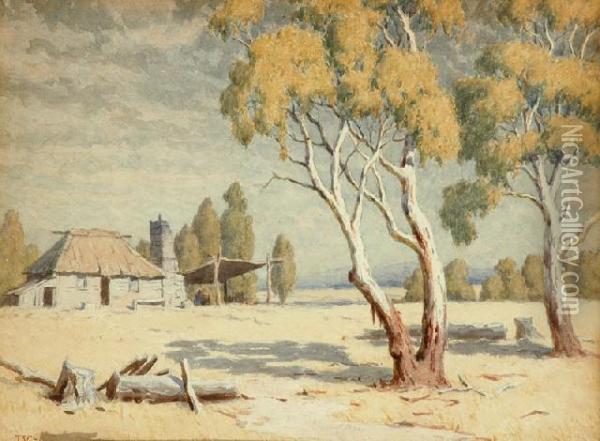 Pioneer's Hut Oil Painting - John A. Mather