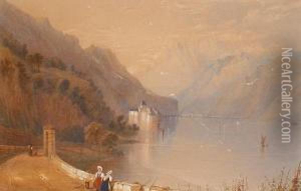 Lake Scene Oil Painting - Charles Frederick Buckley