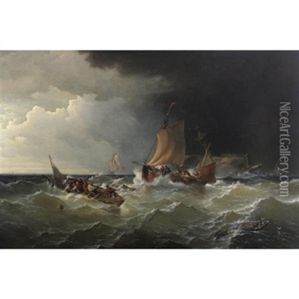 The Morning After The Gale - The Wreck Oil Painting - Edward Moran