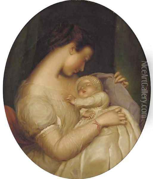 Mother and child Oil Painting - James Sant