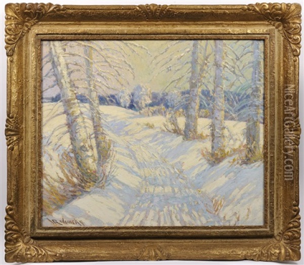 Field Path In The Winter Oil Painting - Vaclav Radimsky