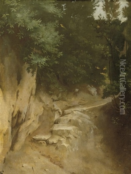 Rocky Path (study) Oil Painting - Anselm Friedrich Feuerbach