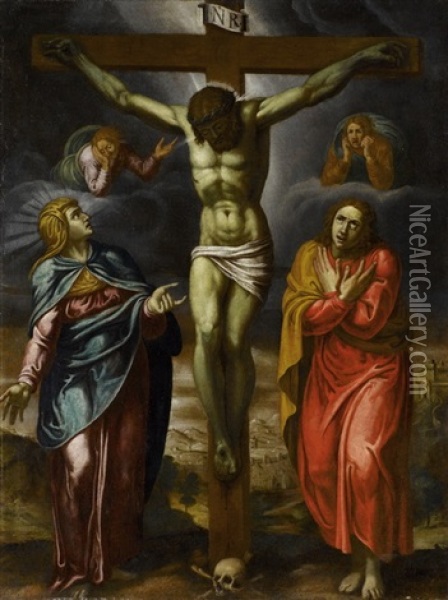 Kreuzigung Christi Mit Maria Und Hl. Johannes Sowie Engeln Oil Painting - Hans Ulrich Risse