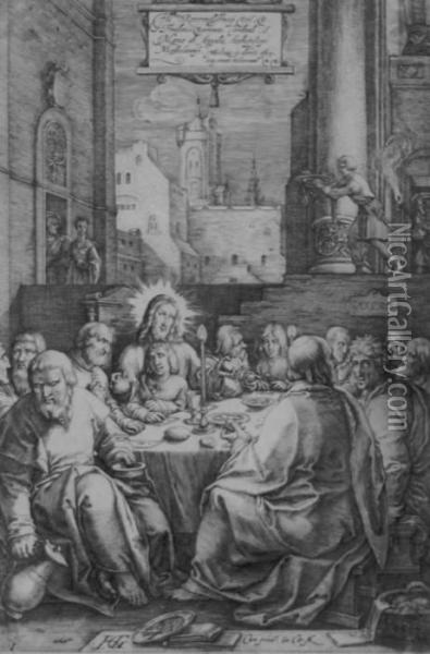 The Last Supper (from The Passion) Oil Painting - Hendrick Goltzius