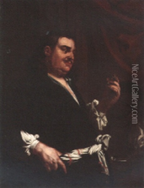 A Gentleman, Holding A Coin, Attended By A Manservant Oil Painting - Johann (Jan) Kupetzki