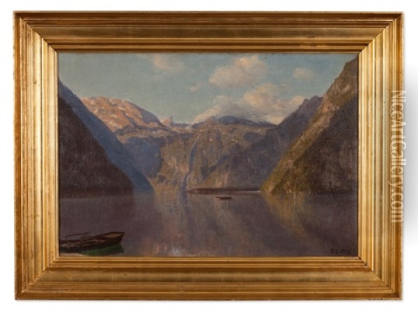 Lake Konigssee Oil Painting - Godfred Christensen