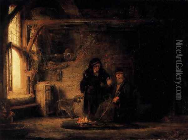 Tobit's Wife with the Goat Oil Painting - Rembrandt Van Rijn
