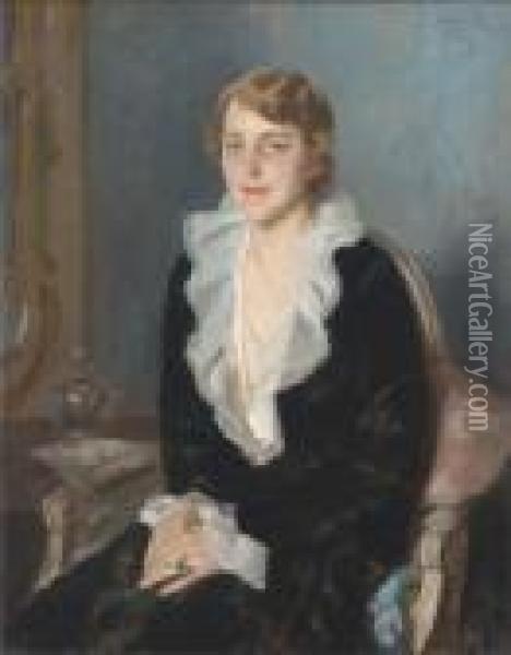 Portrait Of Annie Whitworth Oil Painting - Wilfred Gabriel De Glehn
