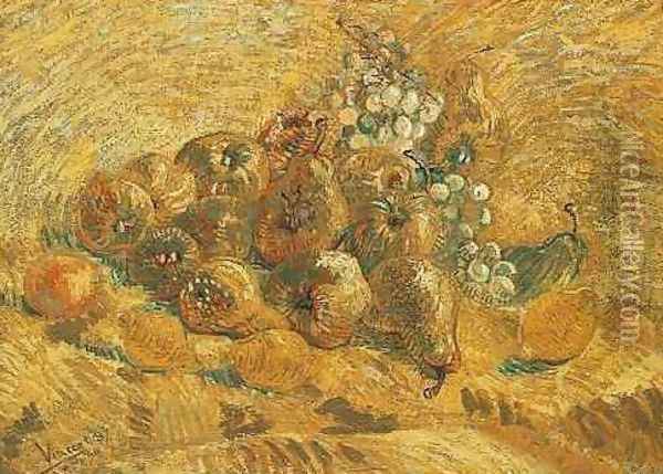 Still Life With Grapes Pears And Lemons Oil Painting - Vincent Van Gogh